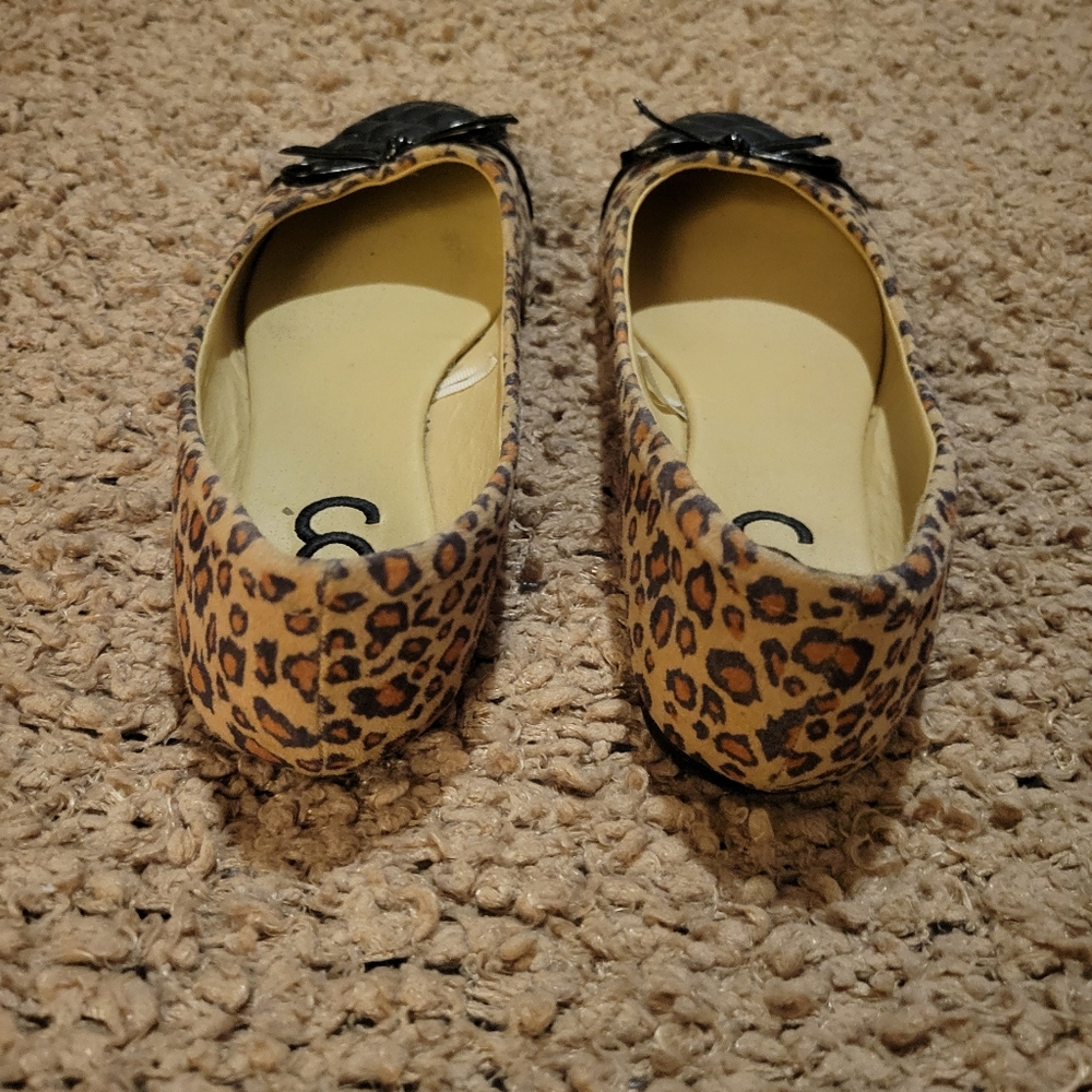 WOMENS LEOPARD PRINT FLAT BALLET SHOES BROWN AND BLACK SIZE 6 - Picture 5 of 10